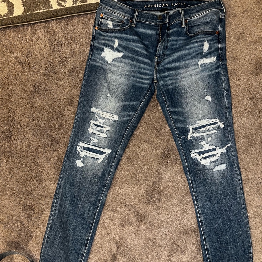 American Eagle Outfitters Ripped Dark Blue Skinny Jeans